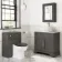 Lucia Graphite Grey Vanity with Marble Top & Oval Counter Top Basin 840mm - Brass Knurled Handles
