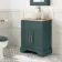 Lucia Midnight Green Vanity with Oak Effect Top & Round Counter Top Basin 640mm - Brass Knurled Handles