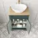 Lucia Midnight Green Vanity with Oak Effect Top & Oval Counter Top Basin 640mm - Brass Knurled Handles
