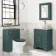 Lucia Midnight Green Vanity with Marble Top & Round Counter Top Basin 640mm - Brass Knurled Handles