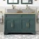 Lucia Midnight Green Cabinet with Oak Effect Top 1200mm (Excludes Counter Top Basins) - Brass Knurled Handles
