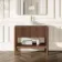 Maru Walnut Wood Grain Vanity Cabinet 1000mm with Matt White Stone Top - Basin Not Included
