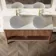 Maru Walnut Wood Grain Vanity Cabinet 1400mm with Matt White Stone Top - Basin Not Included