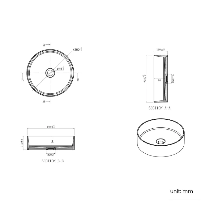 Missouri Matt White Round Counter Top Stone Basin