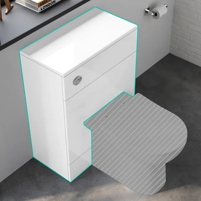 100% Waterproof - Harper Gloss White PVC Back To Wall Toilet Unit 600mm