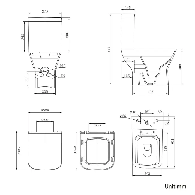 Atlanta Rimless Close Coupled Toilet With Soft Close Slim Seat