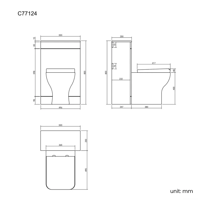 Avon & Trent Gloss White Slimline Back To Wall Unit and Atlanta Toilet