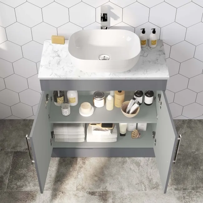 Avon Stone Grey Cabinet with Marble Top 800mm - Excludes Counter Top Basin