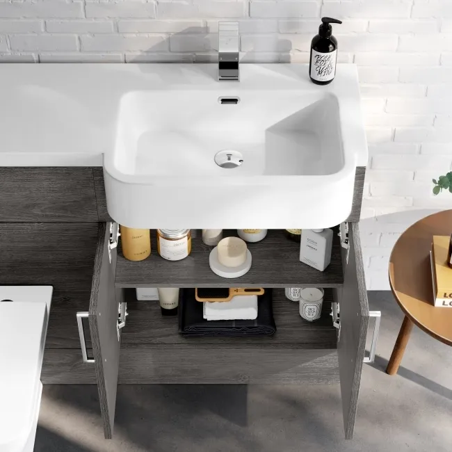 Harper Charcoal Elm Combination Vanity Basin and Atlanta Toilet 1200mm - Right Handed