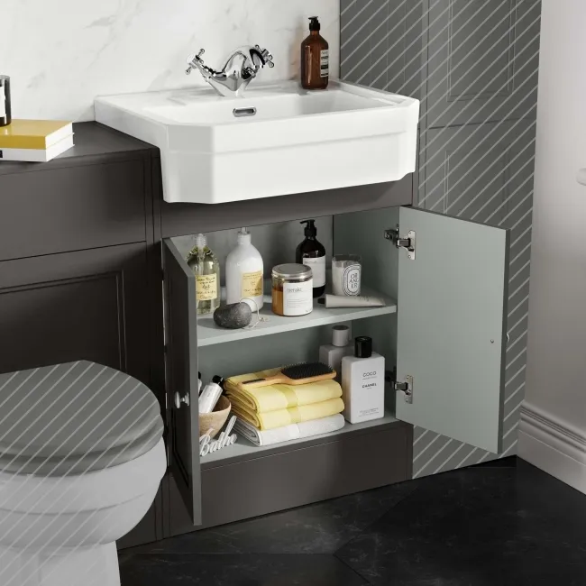 Monaco Graphite Grey Traditional Basin Vanity and Back To Wall Unit 1200mm (Excludes Pan & Cistern)