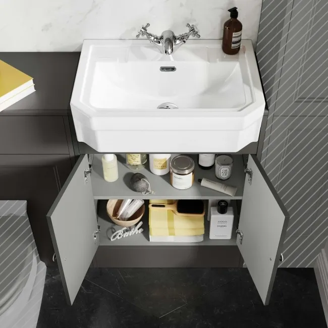 Monaco Graphite Grey Traditional Basin Vanity and Back To Wall Unit 1200mm (Excludes Pan & Cistern)