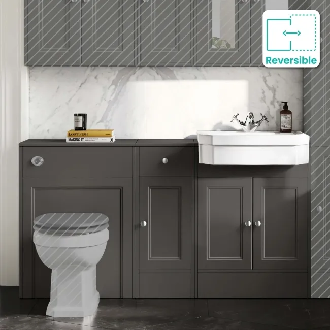 Monaco Graphite Grey Traditional Basin Vanity and Back To Wall Unit 1500mm (Excludes Pan & Cistern)