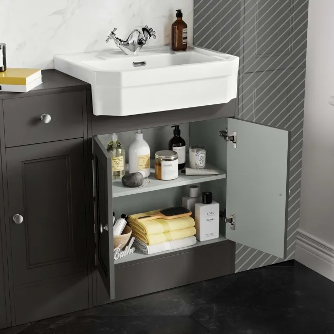 Monaco Graphite Grey Traditional Basin Vanity and Back To Wall Unit 1500mm (Excludes Pan & Cistern)