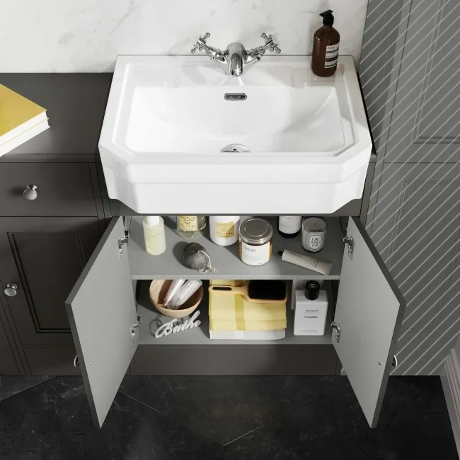 Monaco Graphite Grey Traditional Basin Vanity and Back To Wall Unit 1500mm (Excludes Pan & Cistern)