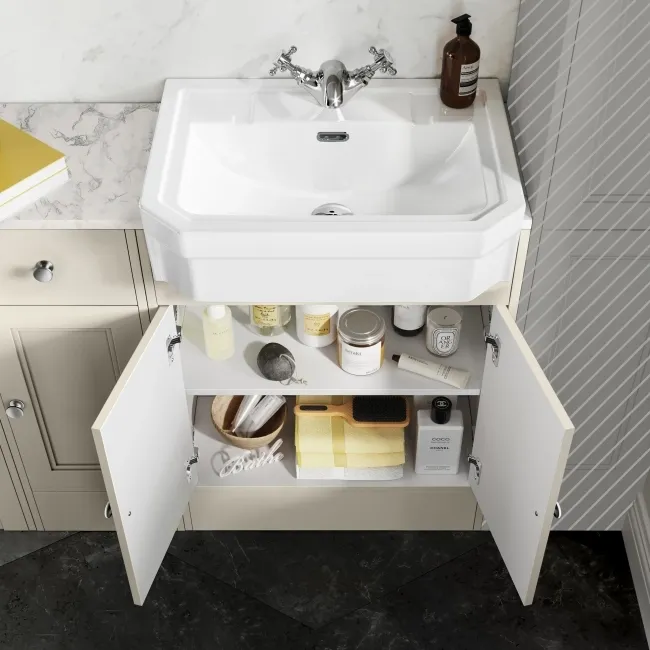 Monaco Chalk White Combination Vanity Traditional Basin with Marble Top and Seattle Toilet 1500mm