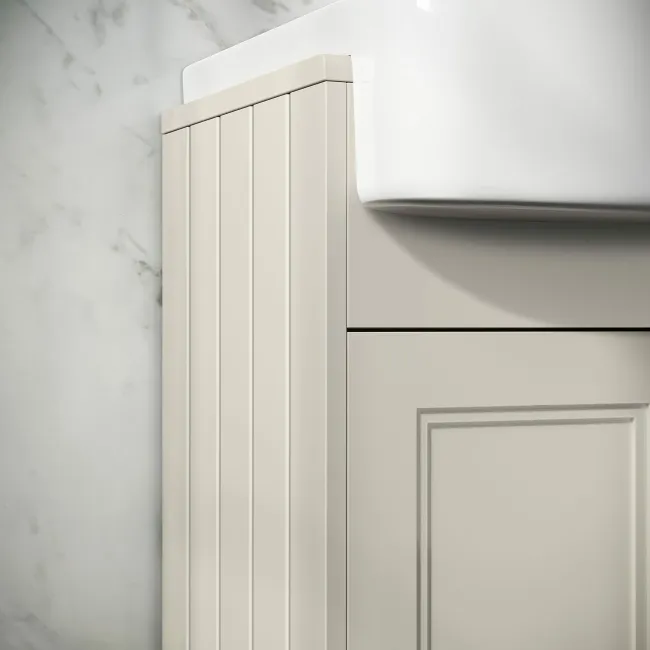 Monaco Chalk White Combination Vanity Basin and Hudson Toilet with Wooden Seat 1500mm