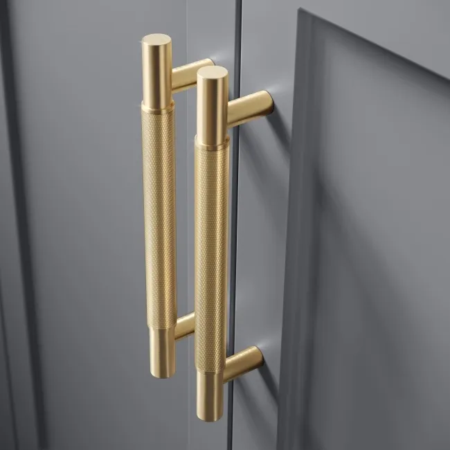 Bermuda Dove Grey Cabinet 800mm Excludes Counter Top Basin - Brass Knurled Handles