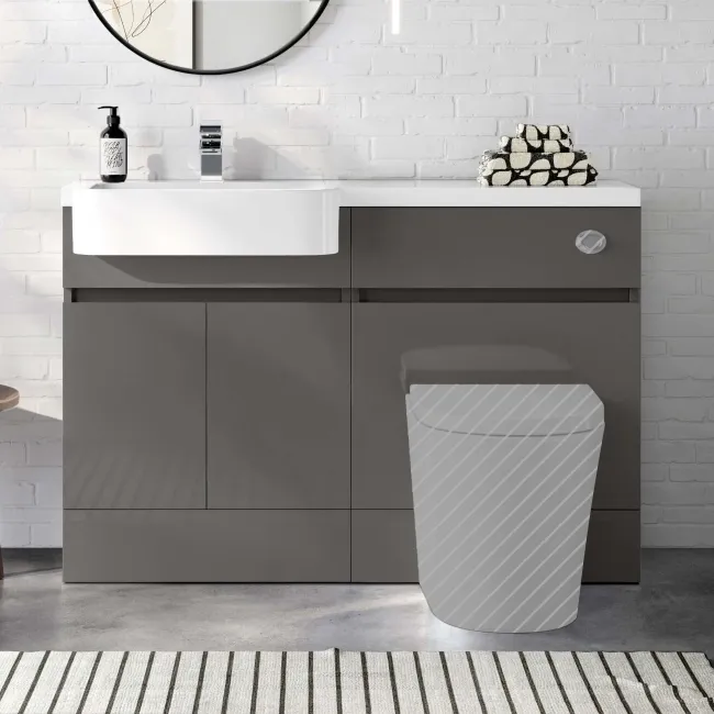 Foster Tungsten Grey Basin Vanity With Back To Wall Unit 1200mm (Excludes Toilet) - Left Handed