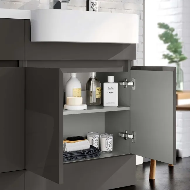 Foster Tungsten Grey Basin Vanity With Back To Wall Unit 1200mm (Excludes Toilet) - Right Handed