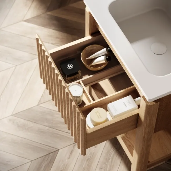 Maru Oak Wood Grain Vanity Unit 600mm