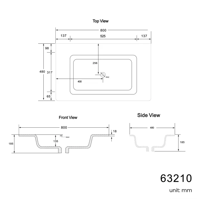 Maru Oak Wood Grain Vanity Unit 800mm