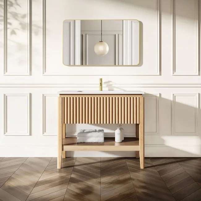 Maru Oak Wood Grain Vanity Unit 1000mm