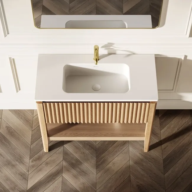 Maru Oak Wood Grain Vanity Unit 1000mm