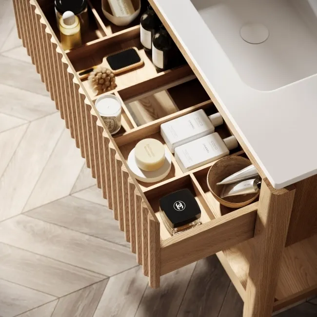 Maru Oak Wood Grain Vanity Unit 1000mm