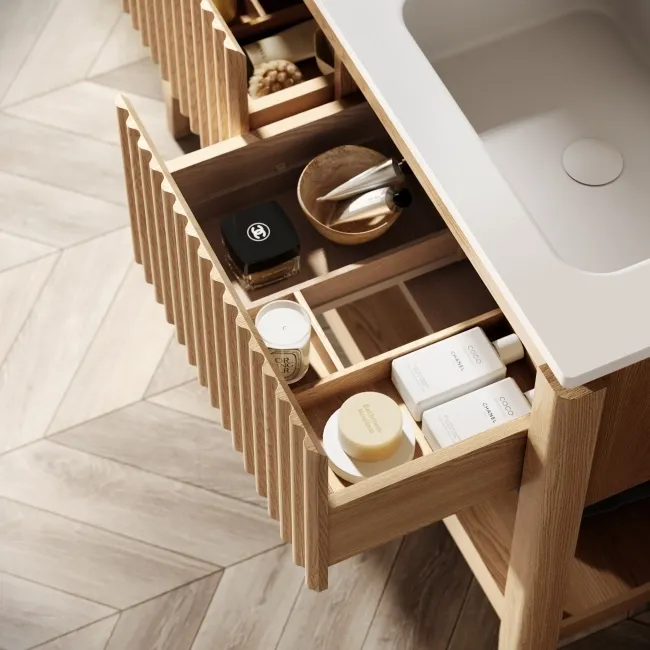 Maru Oak Wood Grain Vanity Unit 1200mm