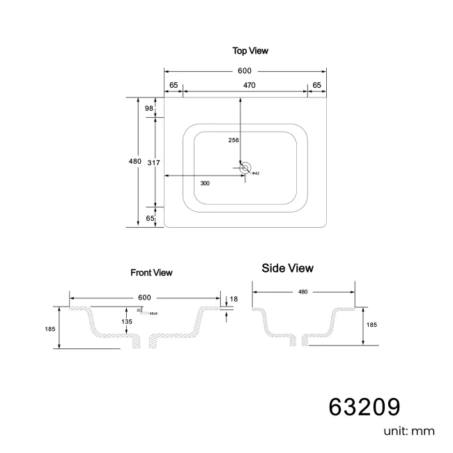 Maru Walnut Wood Grain Vanity Unit 600mm