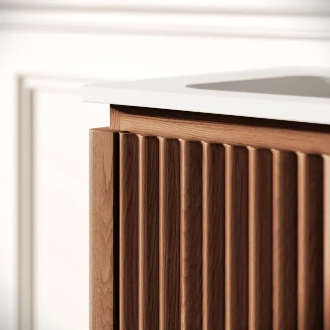 Maru Walnut Wood Grain Vanity Unit 800mm