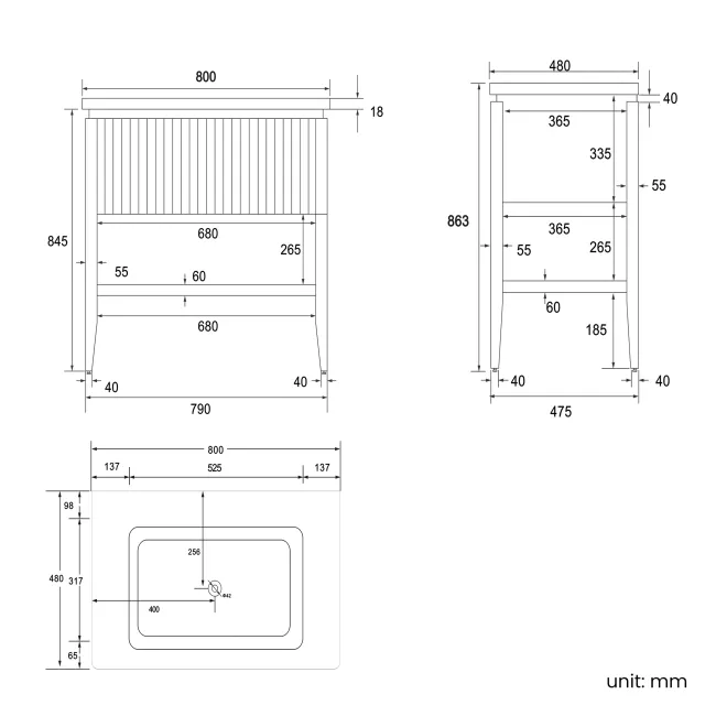 Maru Walnut Wood Grain Vanity Unit 800mm