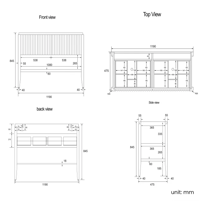 Maru Walnut Wood Grain Vanity Unit 1200mm