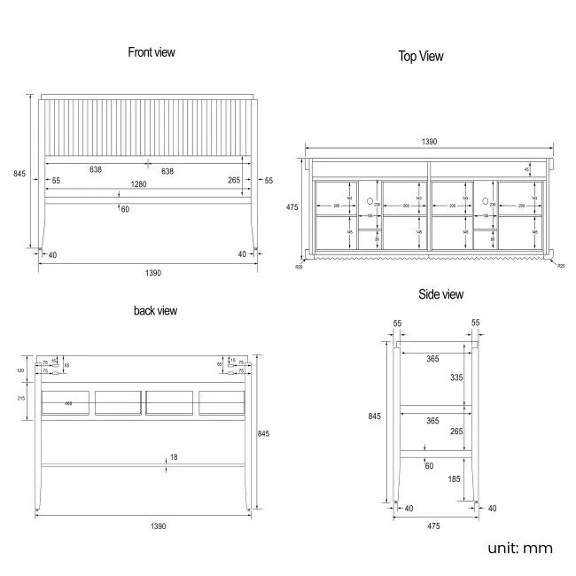 Maru Walnut Wood Grain Vanity Unit 1400mm