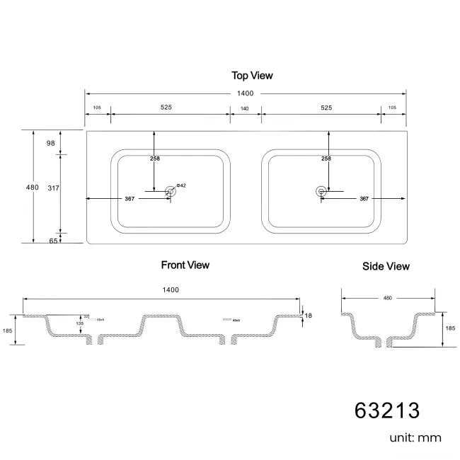 Maru Walnut Wood Grain Vanity Unit 1400mm