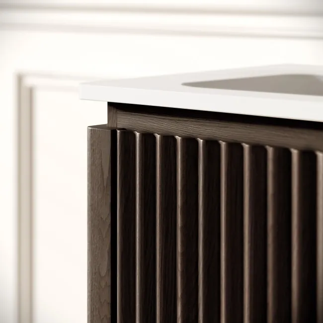 Maru Black Oak Wood Grain Vanity Unit 800mm