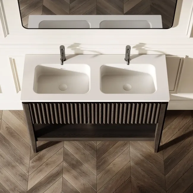 Maru Black Oak Wood Grain Vanity Unit 1200mm