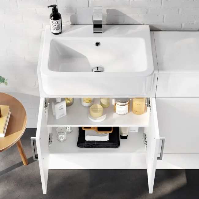 100% Waterproof - Harper Gloss White PVC Combination Vanity Basin and Miami Toilet 1200mm