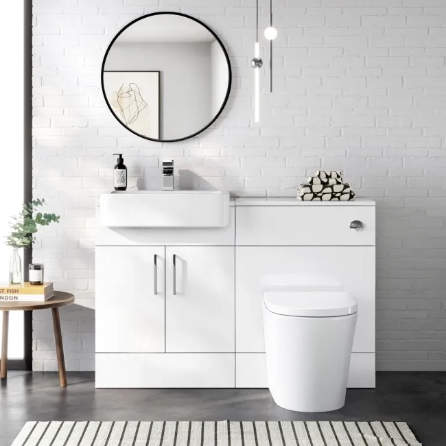 100% Waterproof - Harper Gloss White PVC Combination Vanity Basin and Boston Toilet 1200mm