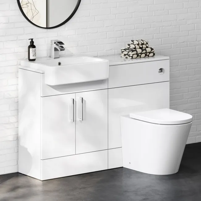 100% Waterproof - Harper Gloss White PVC Combination Vanity Basin and Boston Toilet 1200mm