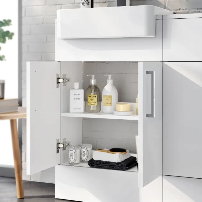 100% Waterproof - Harper Gloss White PVC Vanity with Semi Recessed Basin 500mm