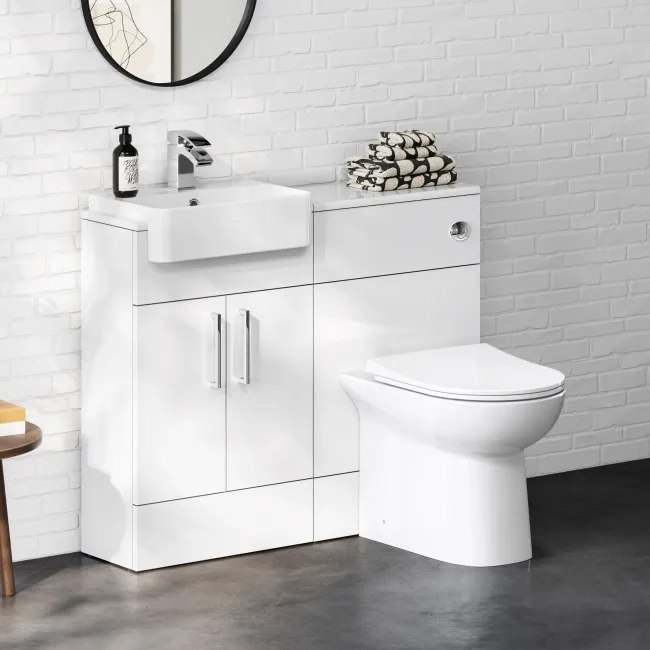 100% Waterproof - Harper Gloss White PVC Combination Vanity Basin & Aruba Toilet 1000mm
