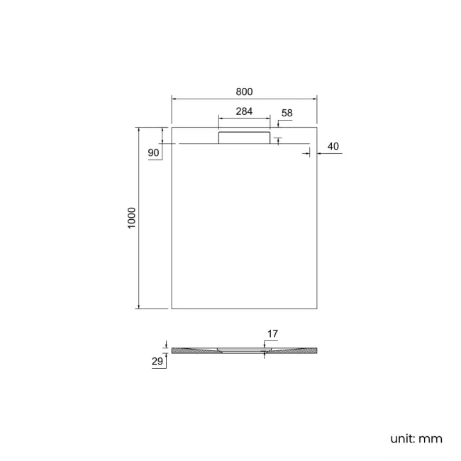 Tokyo Rectangular Matt Black Slate Texture Stone Shower Tray 1000x800mm
