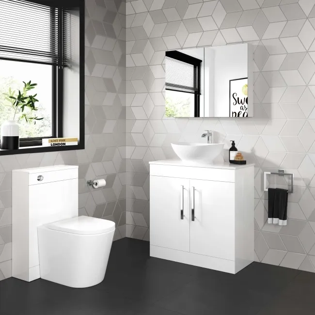 Avon Gloss White Vanity with Oval Counter Top Basin 800mm