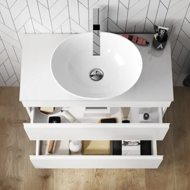 Trent Gloss White Vanity Drawer with Oval Counter Top Basin 800mm