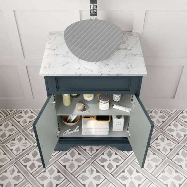Lucia Inky Blue Cabinet with Marble Top 640mm - Excludes Counter Top Basin