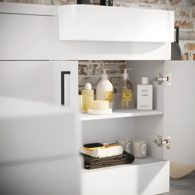Harper Gloss White Combination Vanity Basin and Boston Toilet 1200mm - Black Accents - Right Handed