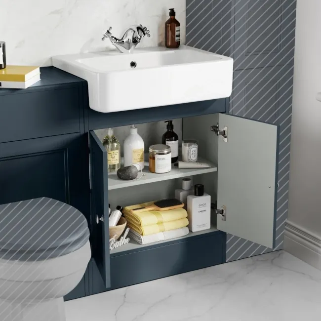 Monaco Inky Blue Basin Vanity and Back To Wall Unit 1200mm (Excludes Pan & Cistern)