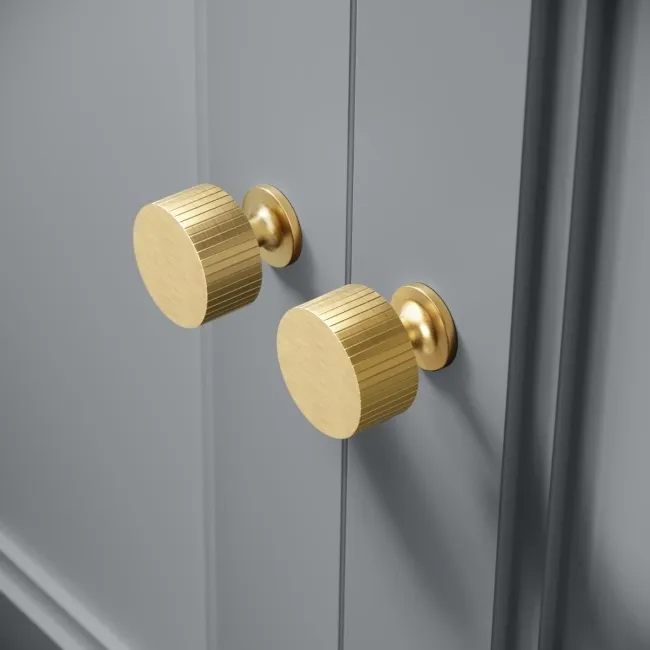 Monaco Dove Grey Combination Vanity Traditional Basin and Seattle Toilet 1500mm - Brushed Brass Accents