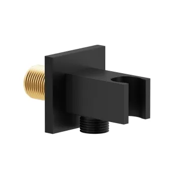 Matt Black Square Shower Outlet with Bracket